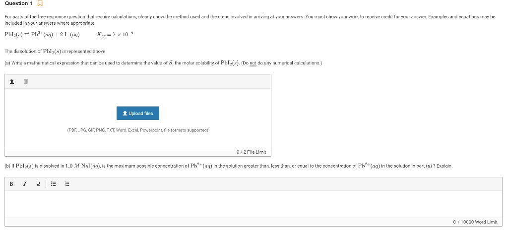 Solved Question 1 A For parts of the free response question | Chegg.com