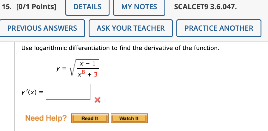 Solved Use logarithmic differentiation to find the | Chegg.com