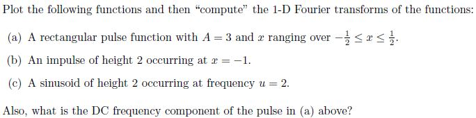 Solved Plot the following functions and then "compute" the | Chegg.com