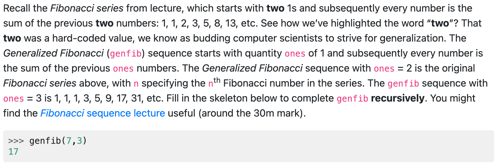 Solved Recall the Fibonacci series from lecture, which | Chegg.com