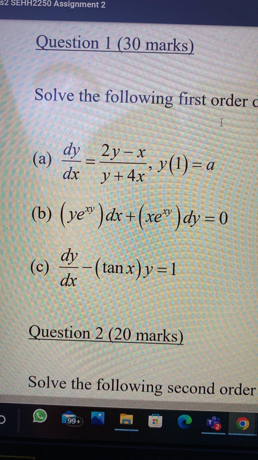 Solved s2 SEHH2250 Assignment 2 Question 1 (30 marks) Solve | Chegg.com