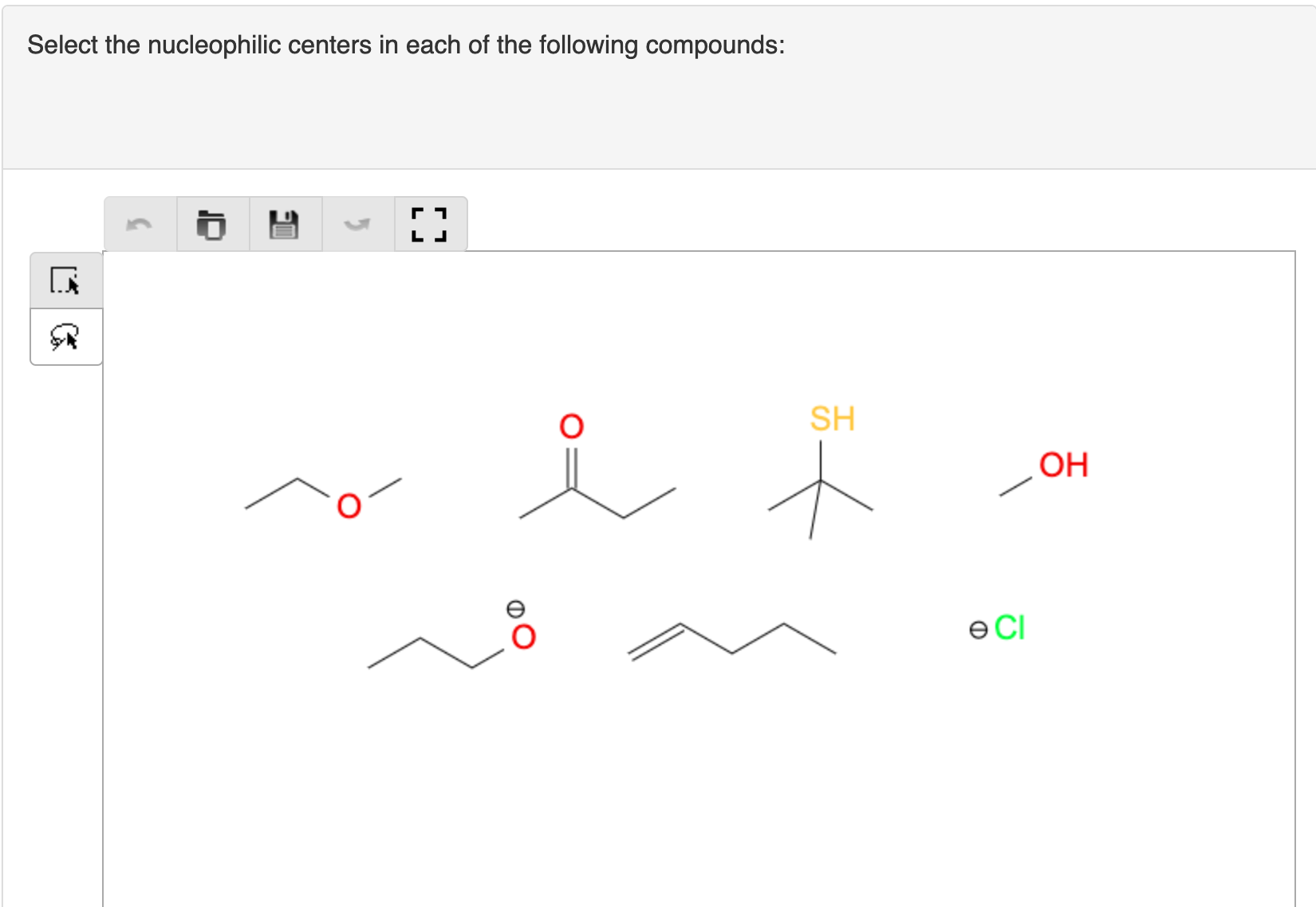 Solved Select The Nucleophilic Centers In Each Of The 