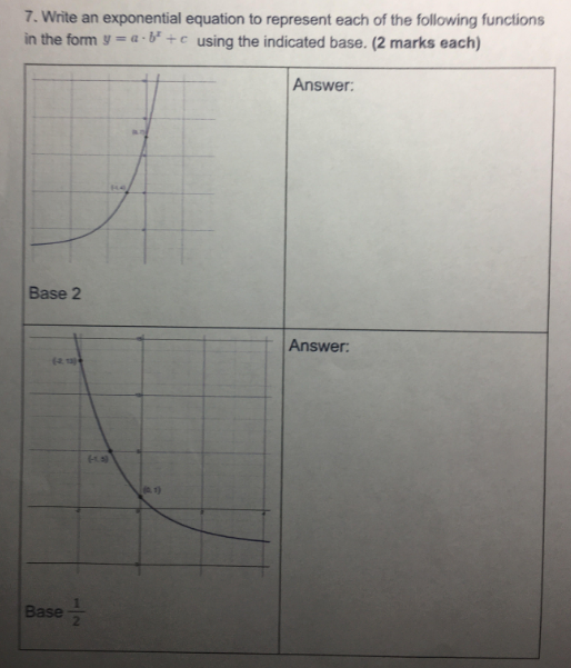 Solved 7. Write an exponential equation to represent each of | Chegg.com