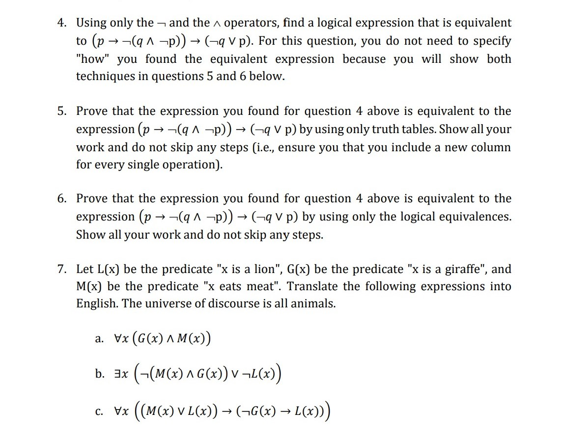 Solved 4 Using Only The And The Operators Find A Logi Chegg Com