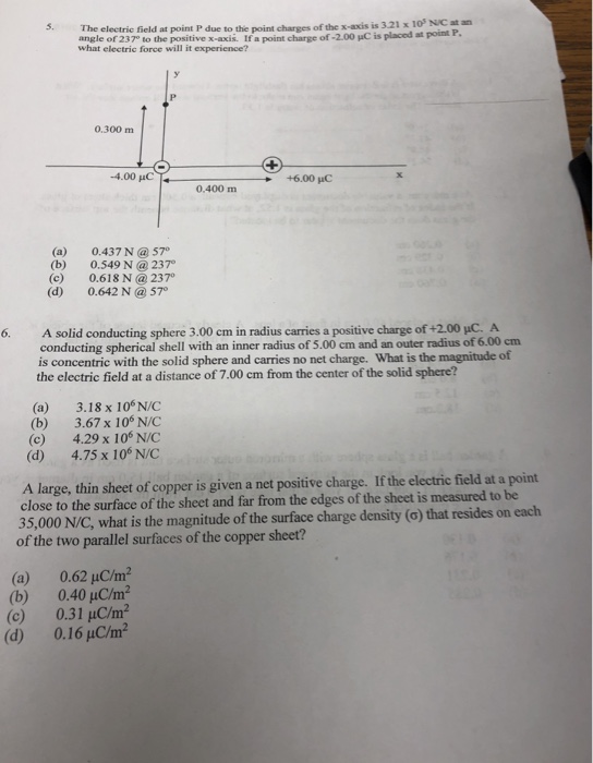 Solved 5. The electric field at point P due to thie point | Chegg.com