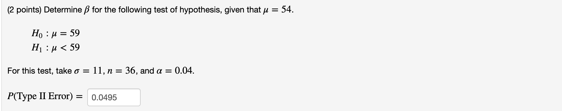 Solved 2 Points Determine Ss For The Following Test Of H Chegg Com