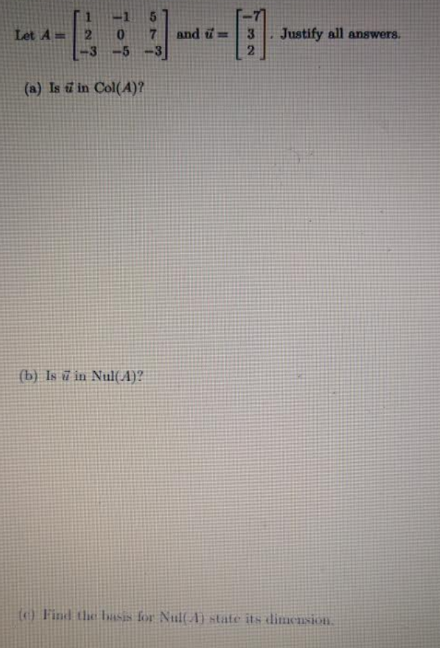 Solved The subject is Linear Algebra Please do part A B C D | Chegg.com