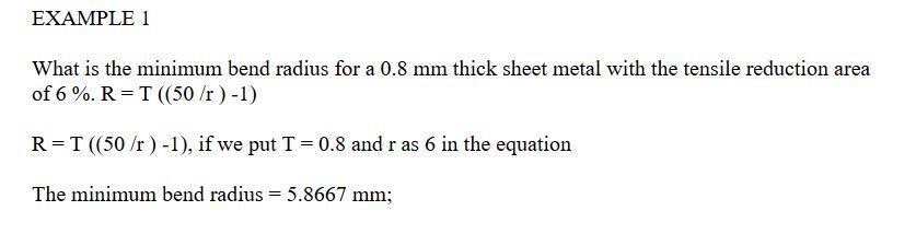 Solved EXAMPLE 1 What is the minimum bend radius for a 0.8 | Chegg.com