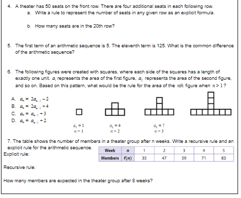Solved 4. A theater has 50 seats on the front row. There are