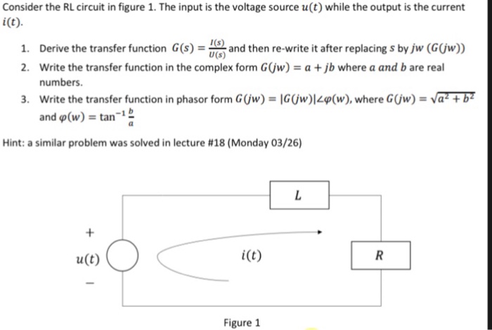 Solved Consider the RL circuit in figure 1. The input is the | Chegg.com