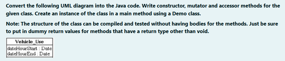 Solved Convert the following UML diagram into the Java code. | Chegg.com