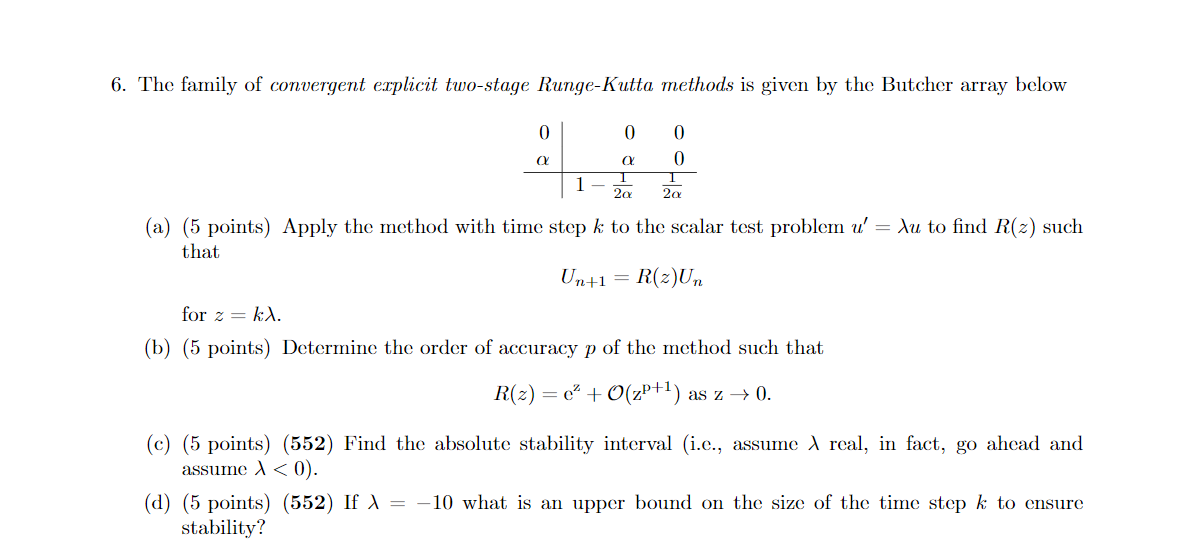 6 The Family Of Convergent Explicit Two Stage Run Chegg Com