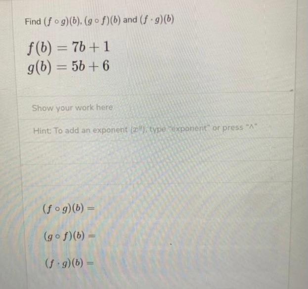 Solved Find F∘g B G∘f B And F∘g B