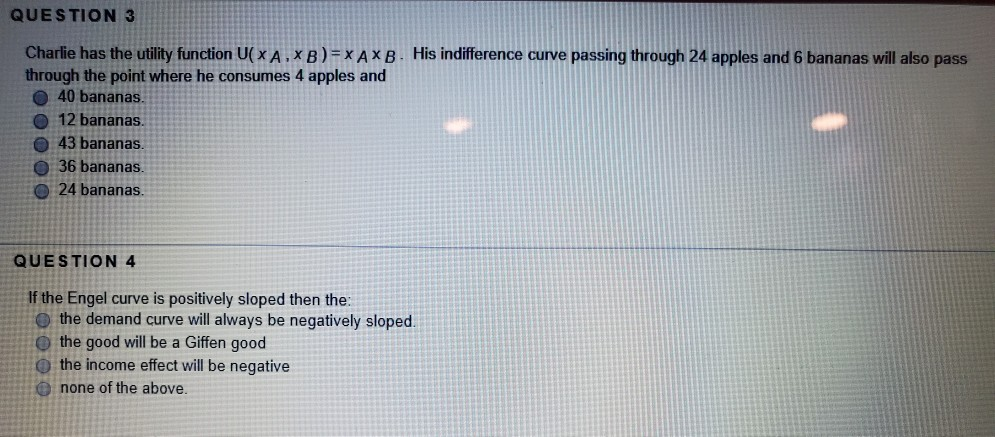 Solved QUESTION 3 Charlie Has The Utility Function U(XA.XB)= | Chegg.com