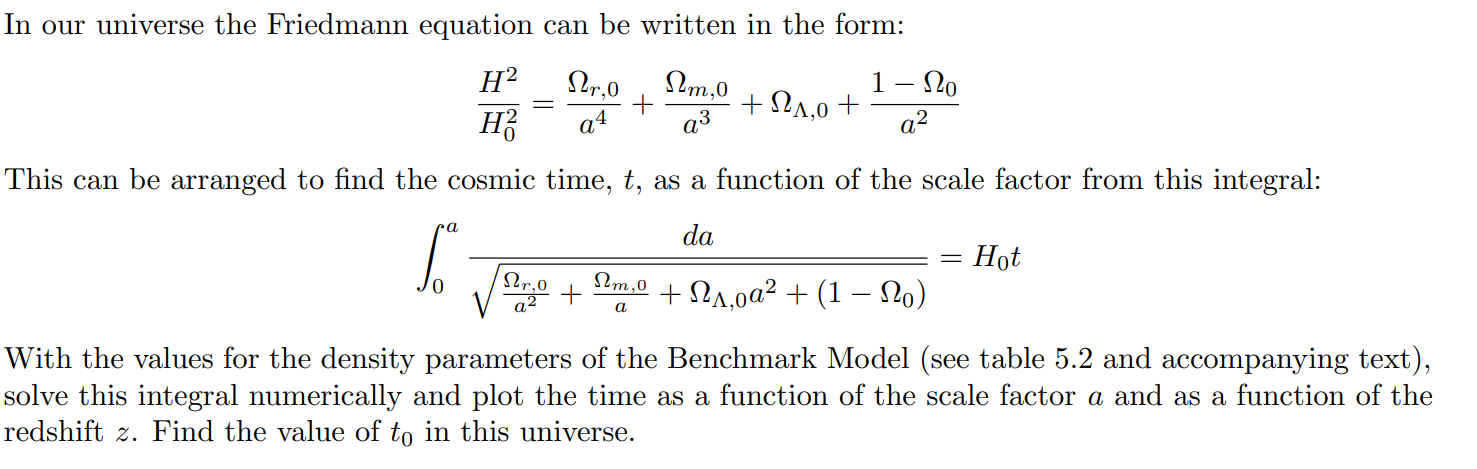 Solved In Our Universe The Friedmann Equation Can Be Written | Chegg.com