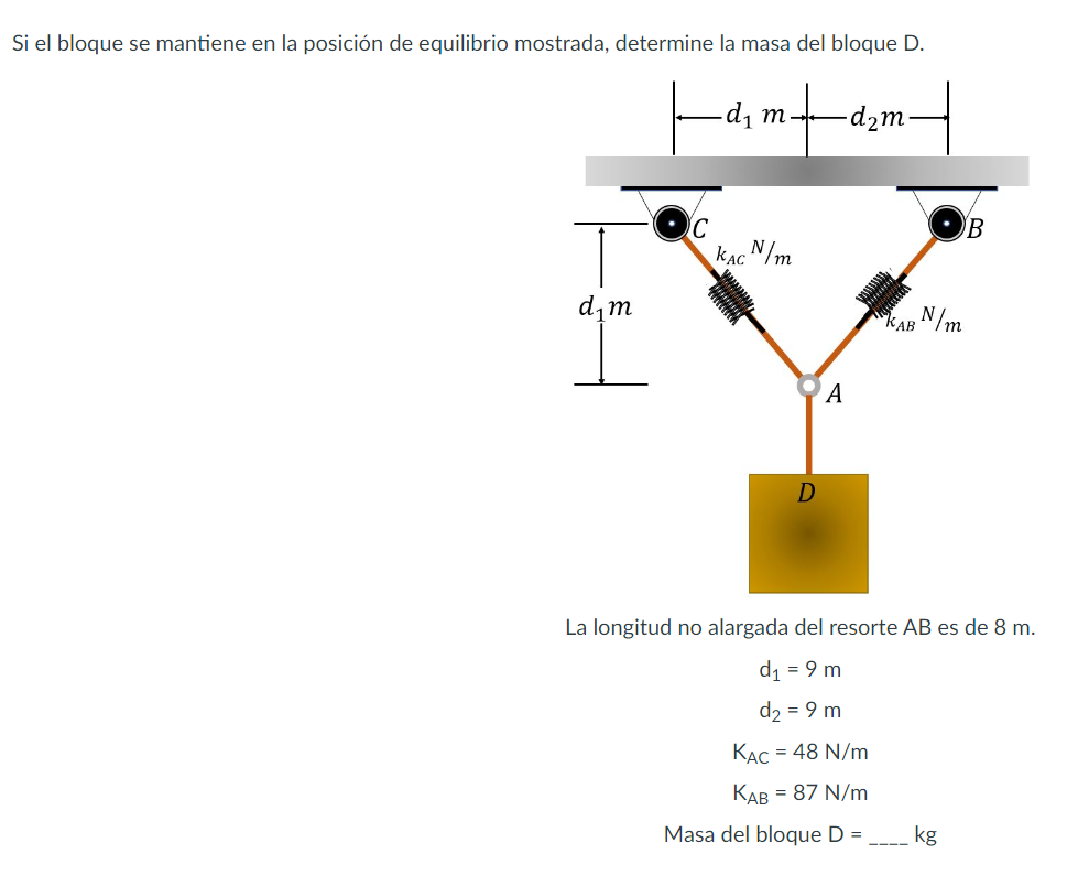 Solved Si El Bloque Se Mantiene En La Posición De Equilibrio | Chegg.com