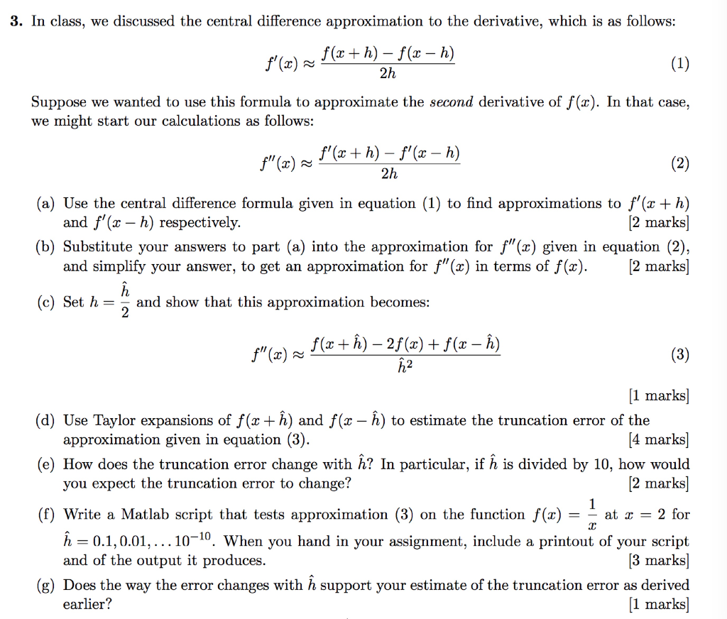 3 In Class We Discussed The Central Difference Chegg Com