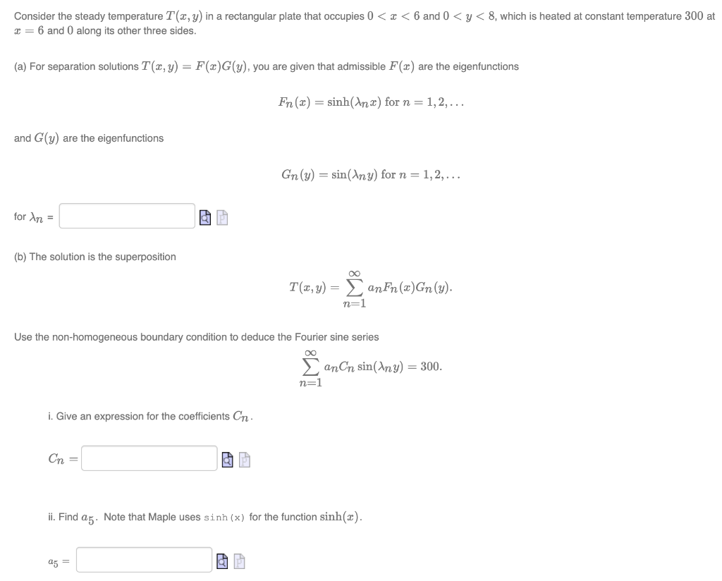 Solved Consider the steady temperature T(2,y) in a | Chegg.com