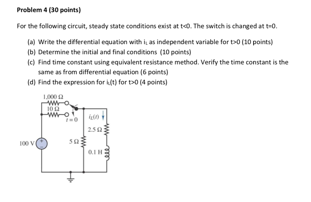 Solved Problem 4 (30 points) For the following circuit, | Chegg.com
