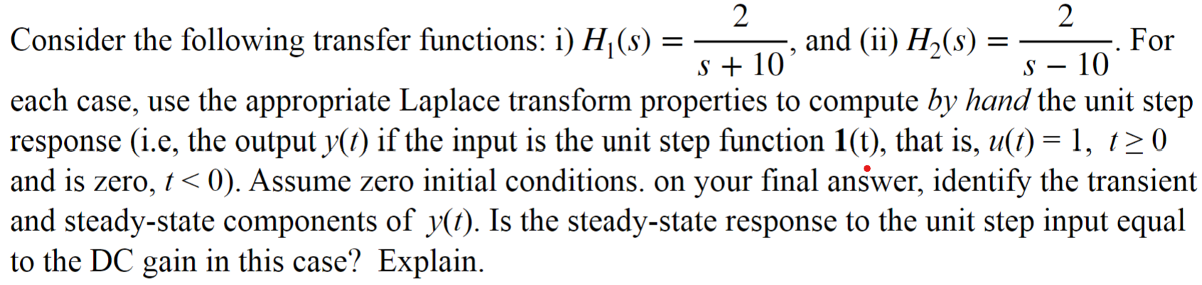 Solved Consider The Following Transfer Functions: I) | Chegg.com