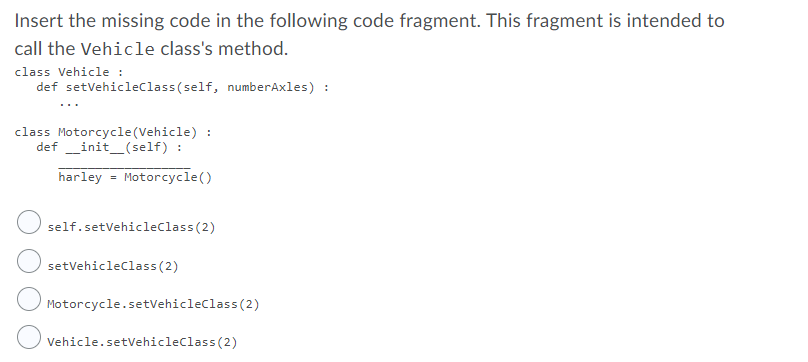 Solved Insert the missing code in the following code | Chegg.com