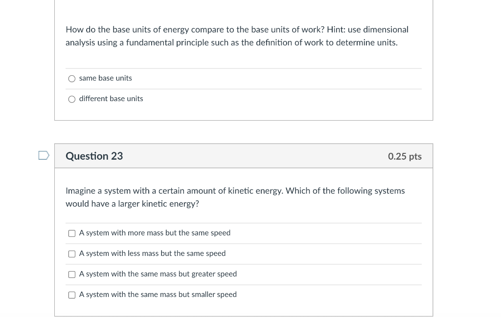 Solved How do the base units of energy compare to the base