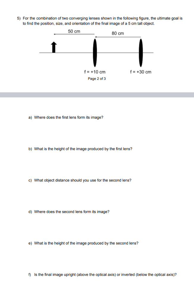 Solved 5) For the combination of two converging lenses shown | Chegg.com