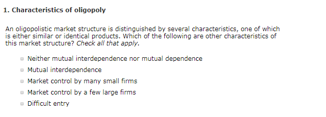 characteristics oligopoly competition