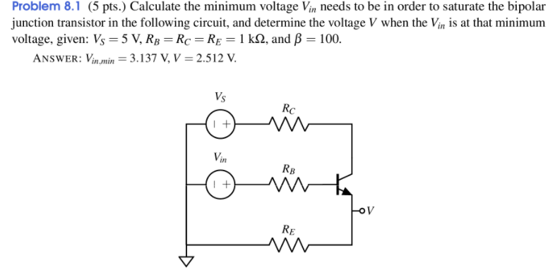 Solved Problem 8.1 (5 pts.) Calculate the minimum voltage | Chegg.com