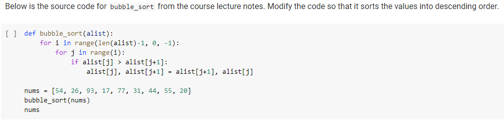 Solved Below is the source code for bubble_sort from the | Chegg.com