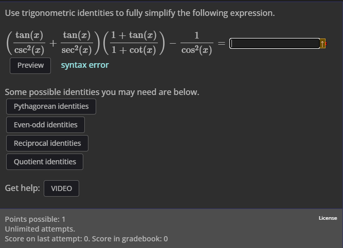 Solved Use trigonometric identities to fully simplify the | Chegg.com