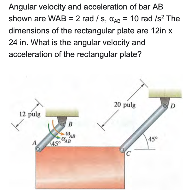 Solved Angular velocity and acceleration of bar AB shown are | Chegg.com