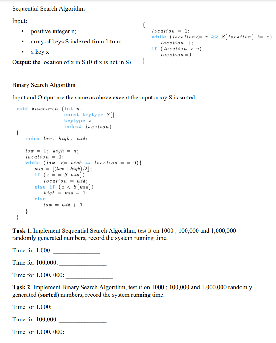 Solved Sequential Search Algorithm Input Positive Integer Chegg Com