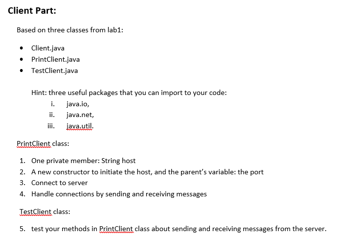 Solved Server Part: 1. Create a PrintServer.java Class Hint: | Chegg.com