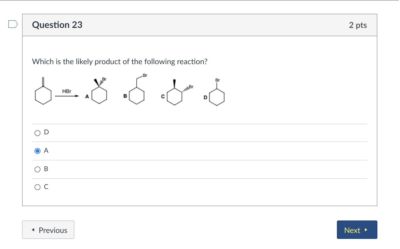 Solved Question 23 2 pts Which is the likely product of the | Chegg.com