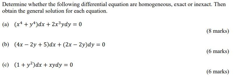 Solved Determine whether the following differential equation | Chegg.com