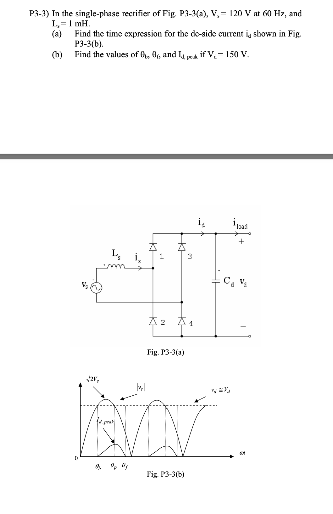 P3-3) In the single-phase rectifier of Fig. P3-3(a), | Chegg.com