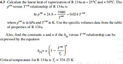 Solved 4.3 Calculate the latent heat of vaporization of R | Chegg.com