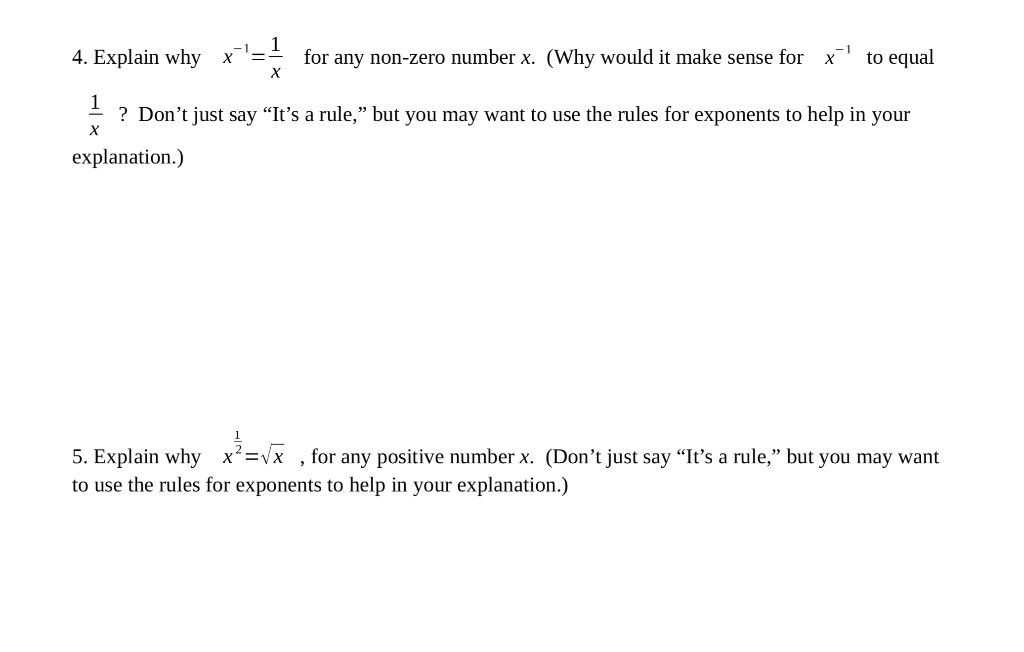Solved 4. Explain why for any non-zero number x. (Why would | Chegg.com