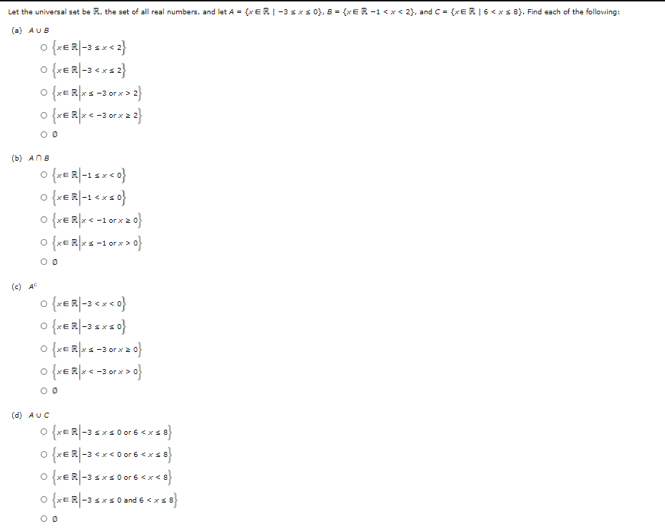 Solved Let the universal set be R, the set of all real | Chegg.com