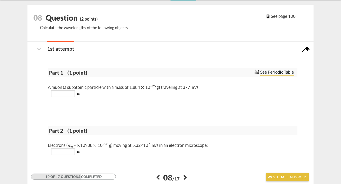 Solved 08 Question (2 points) e See page 100 Calculate the | Chegg.com