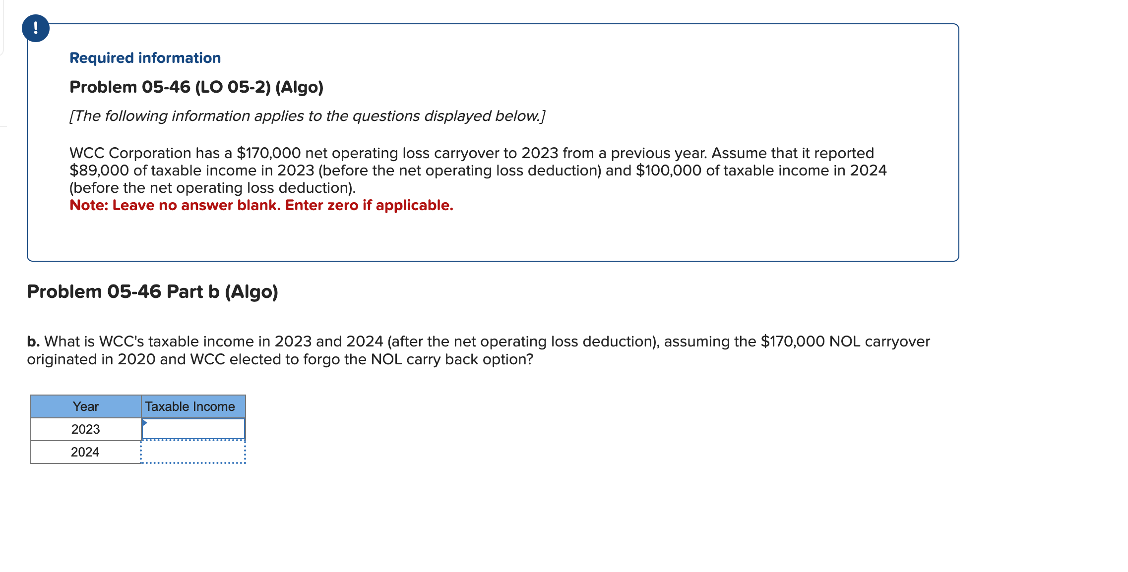 Solved Required information Problem 0546 (LO 052) (Algo)