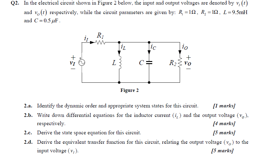 Solved Q2. In the electrical circuit shown in Figure 2 | Chegg.com