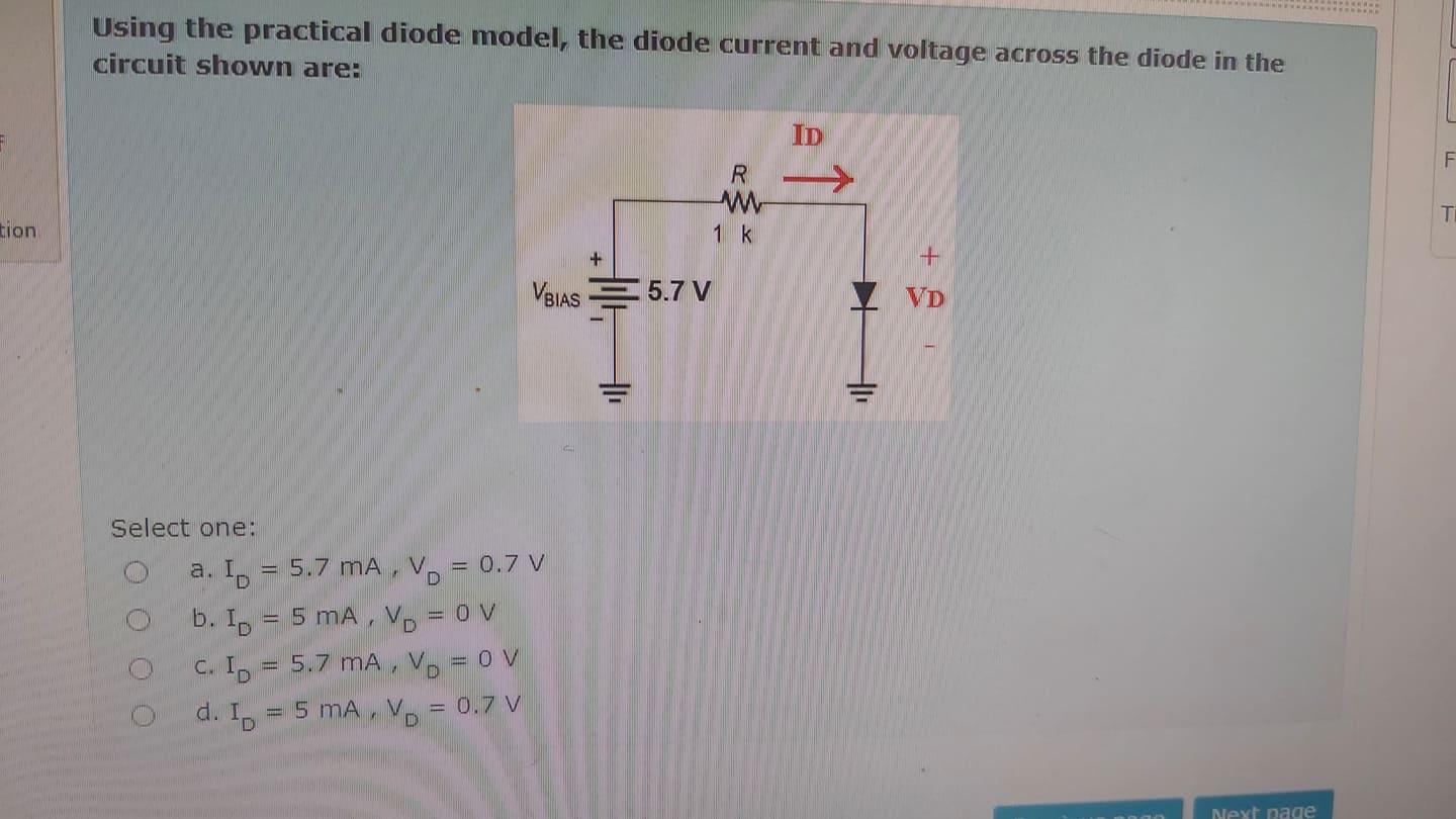 Solved Using the practical diode model, the diode current | Chegg.com
