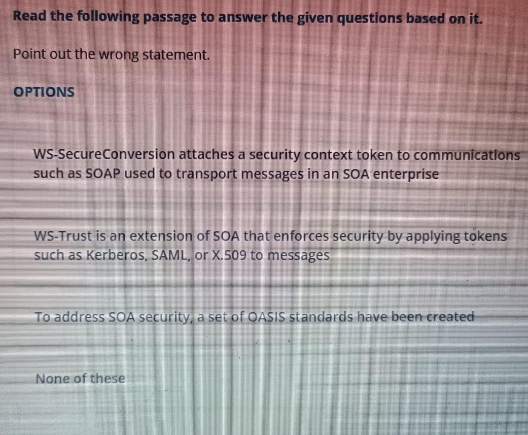 Solved Read the following passage to answer the | Chegg.com