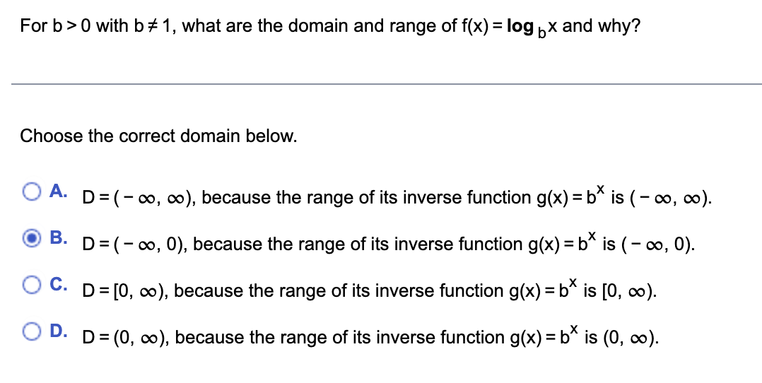 Solved For B>0 With B =1, What Are The Domain And Range Of | Chegg.com