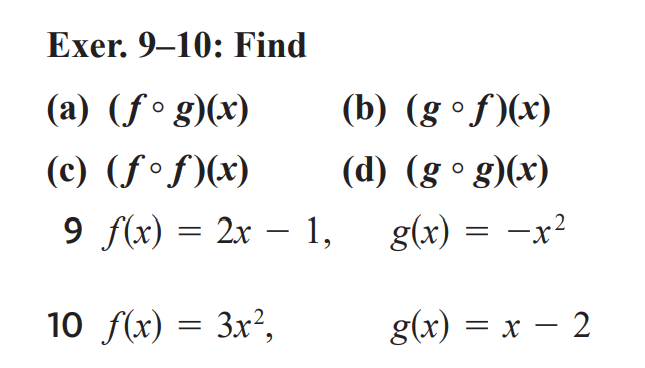 Solved Exer 9 10 Find A F∘gx B G∘fx C 4087