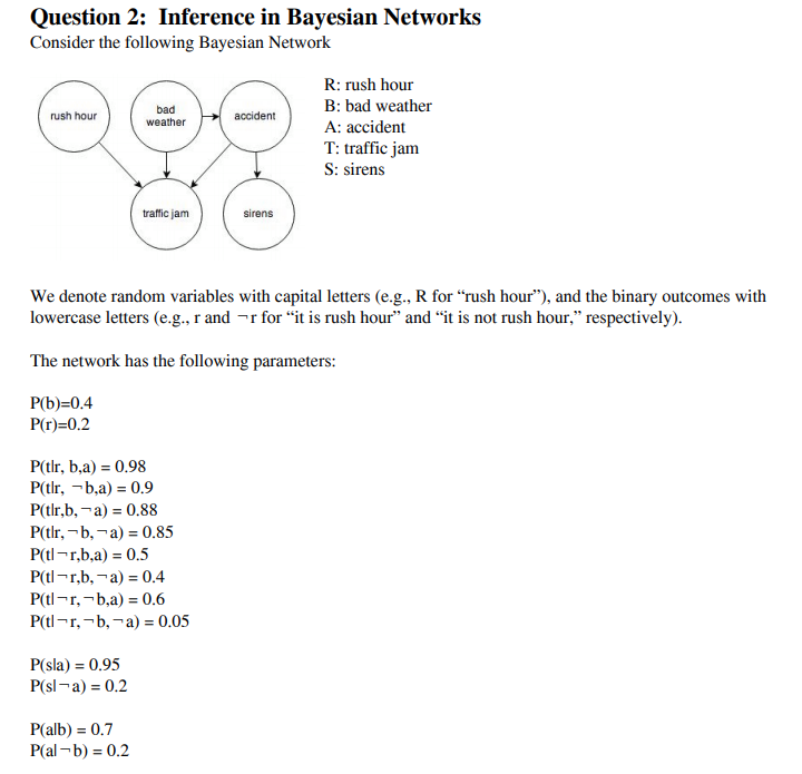 Question 2: Inference In Bayesian Networks Consider | Chegg.com