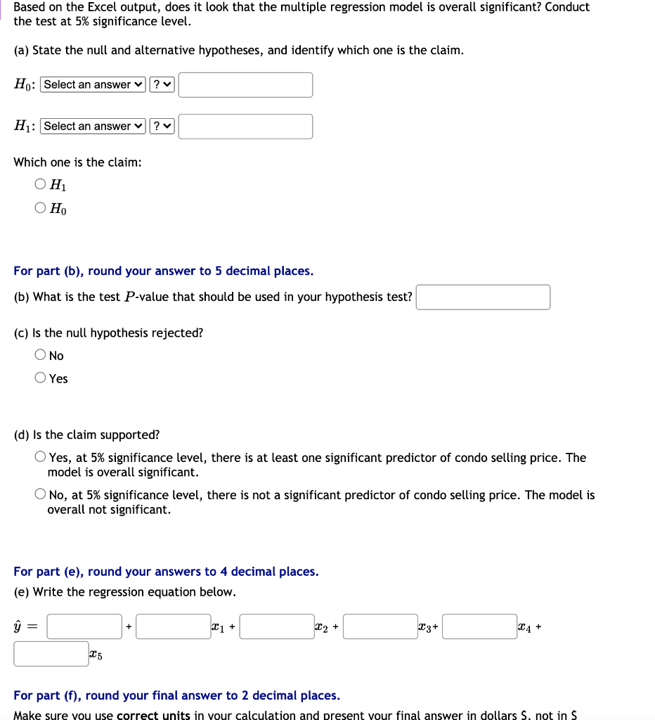 Solved The following multiple regression model was created | Chegg.com
