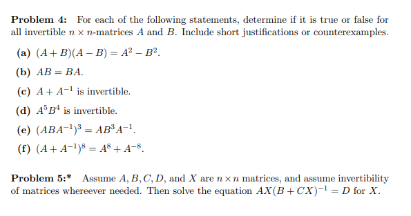 Solved Problem 4: For each of the following statements, | Chegg.com